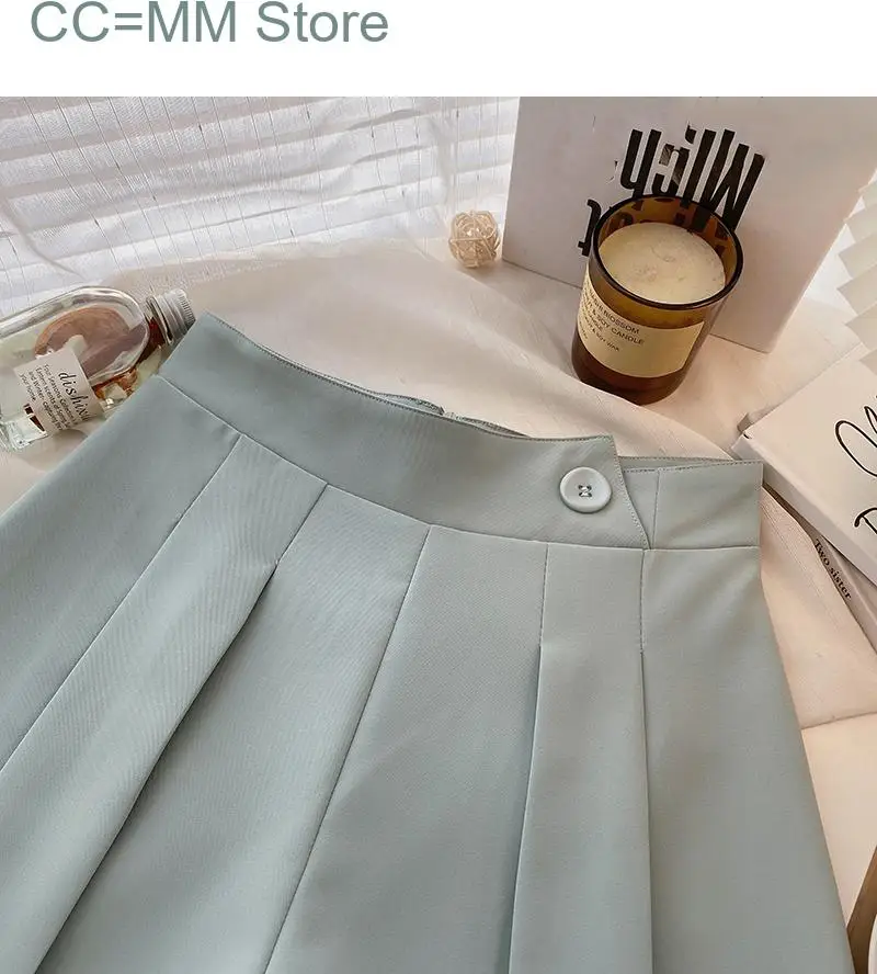 New Elegant Suits Shorts for Women High Waisted Solid Folds Chic Shorts Summer Korean Office Ladies Casual Shorts