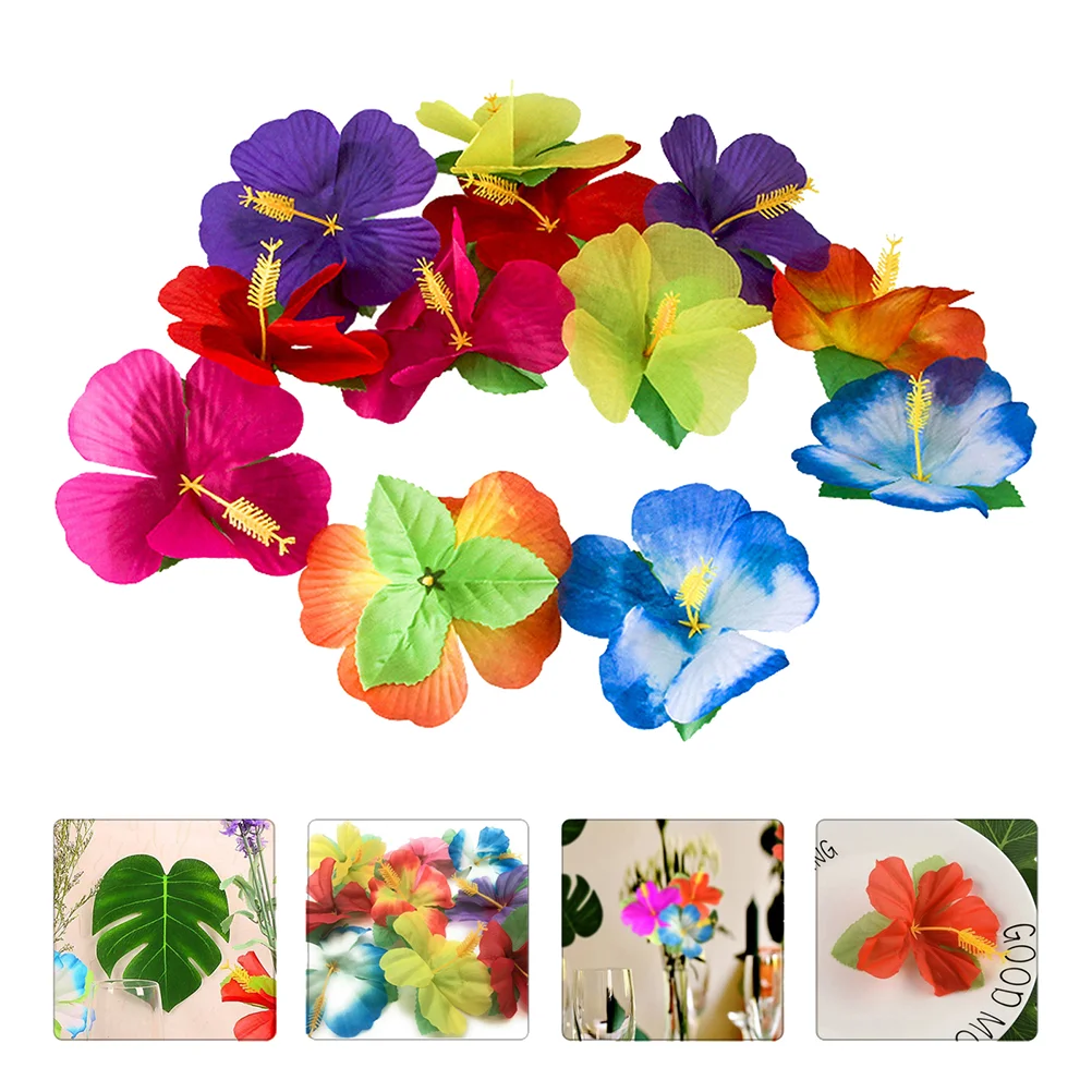 

72Pcs Simulation Hibisci Photo Props Hawaii Table FlowerDecors(Random Color)