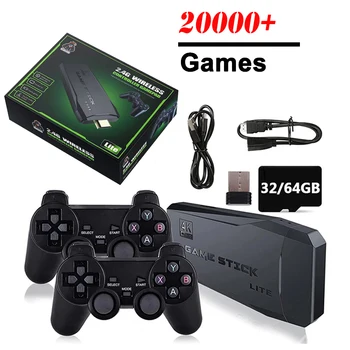 4K 비디오 게임 콘솔 무선 컨트롤러 게임 패드, 내장 20000 게임, 64G 레트로 휴대용 게임 플레이어, PS1, FC, GBA 게임 스틱용