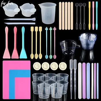 For Fun Resin Making Tool Set Disposable Mixing Tools Kit Silicone Stirring Stick Measuring Cup Dropper DIY Craft Jewelry Making 1