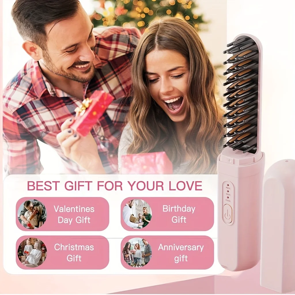 2 in 1 Electric Hot Heating Comb Hair Straightener Curler Wet Dry Hair Iron Straightening Brush Styling Too