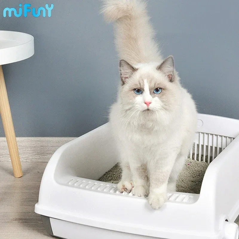 

MiFuny Litter Box for Cat Semi-closed Sandbox Anti Splash Litter Box Separable Cat Toilet Deodorant Litter Tray Cat Supplies Pet