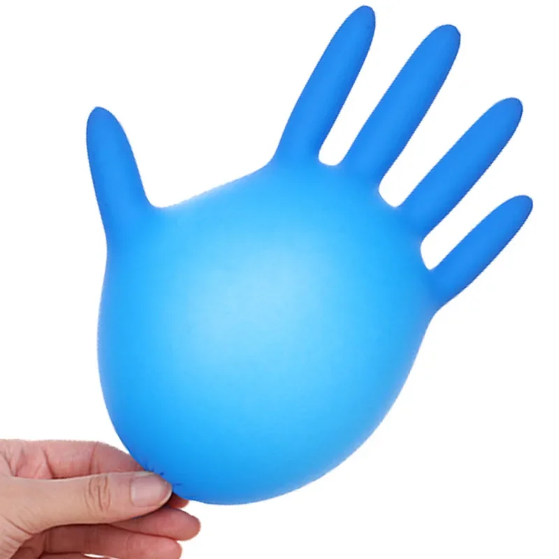 thumbnail image 1 of Guantes de nitrilo desechables, impermeables, de goma azul gruesa, para inspección, de látex, para protección de la piel y de plástico, venta al por mayor de Dingdong, 1 of 5