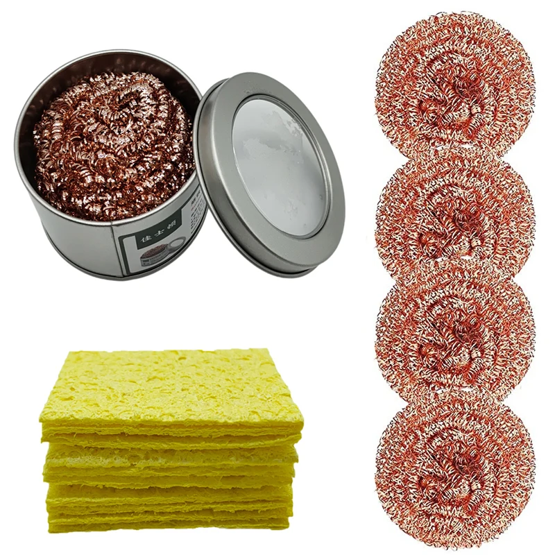 Cleaning Ball Desoldering Soldering Iron Mesh Filter Cleaning Nozzle Tip Copper Wire Cleaner Ball Metal Dross Box