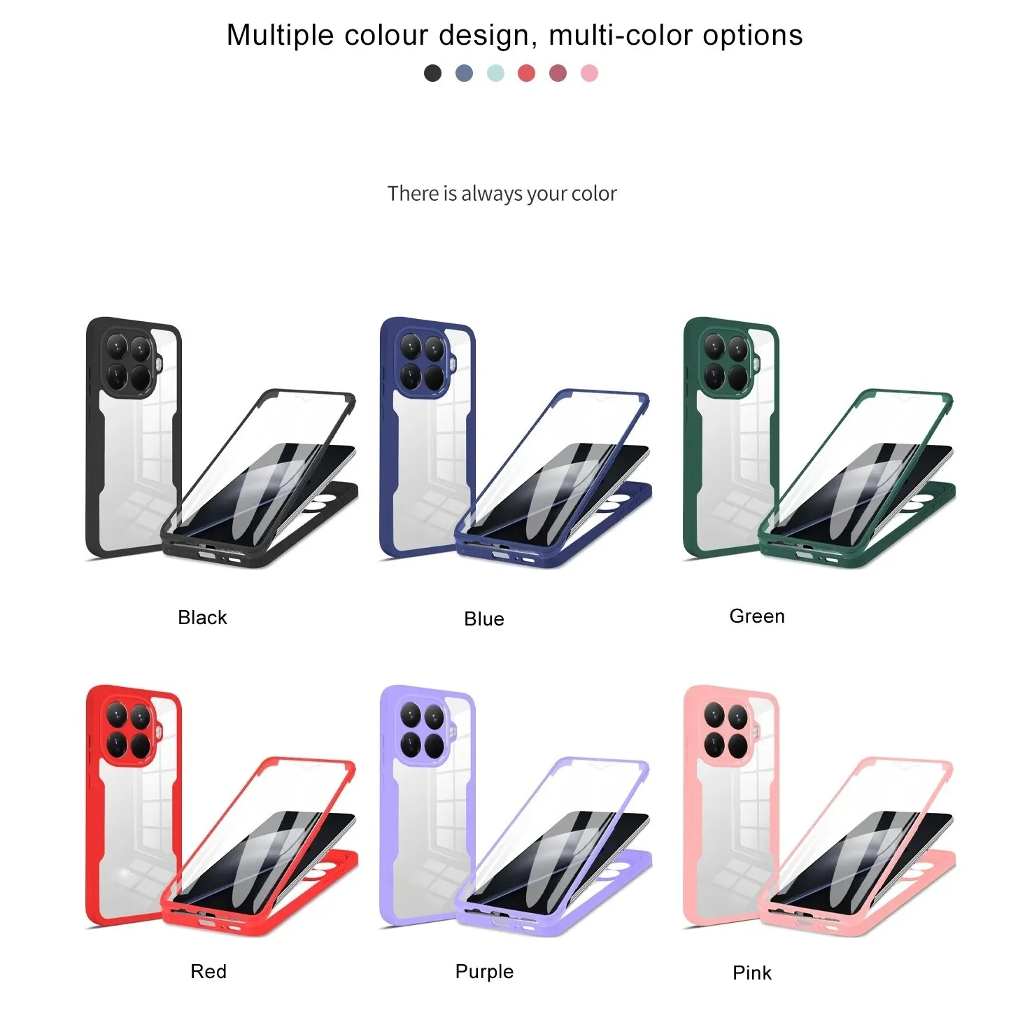 Shockproof 360° Full Body Transparent Case with Screen Protector