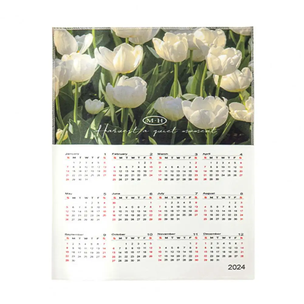 2024 Calendar Wall Tapestry Calendar 2024 Exquisite Pattern Wall Tapestry Soft Cloth Rich Color Easy Install for Hanging