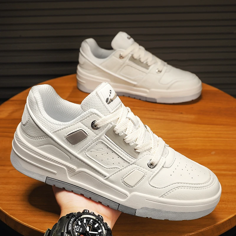 

Casual Leather Shoes men lace up Trend Men Shoes Men outdoor Flats Shoes fashion Non-slip Board Shoes Male Footwear men sneakers