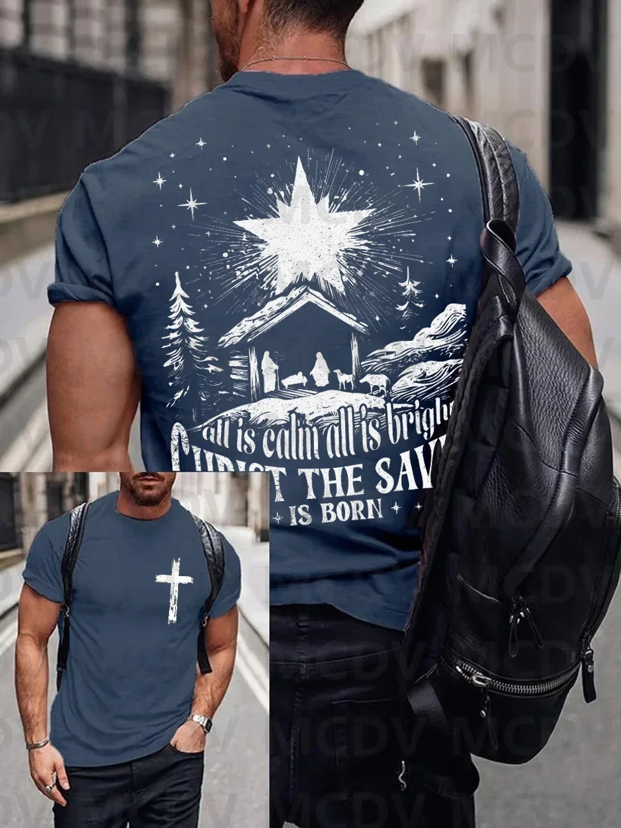 

Men's Faith Cross Nativity Print T-Shirt 3d Printed Men's T-Shirt