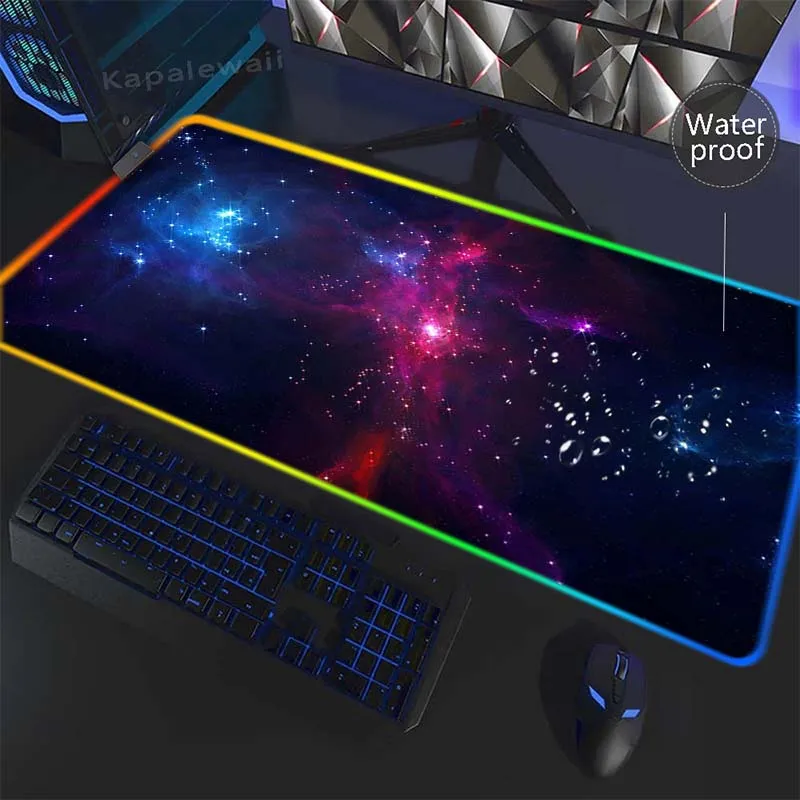 

Space Big RGB Large Mouse Pad Mousepad Waterproof Rubber Mat Computer Mouse Mat XXL Desk Pads Backlit Keyboard Mat LED Mousemat