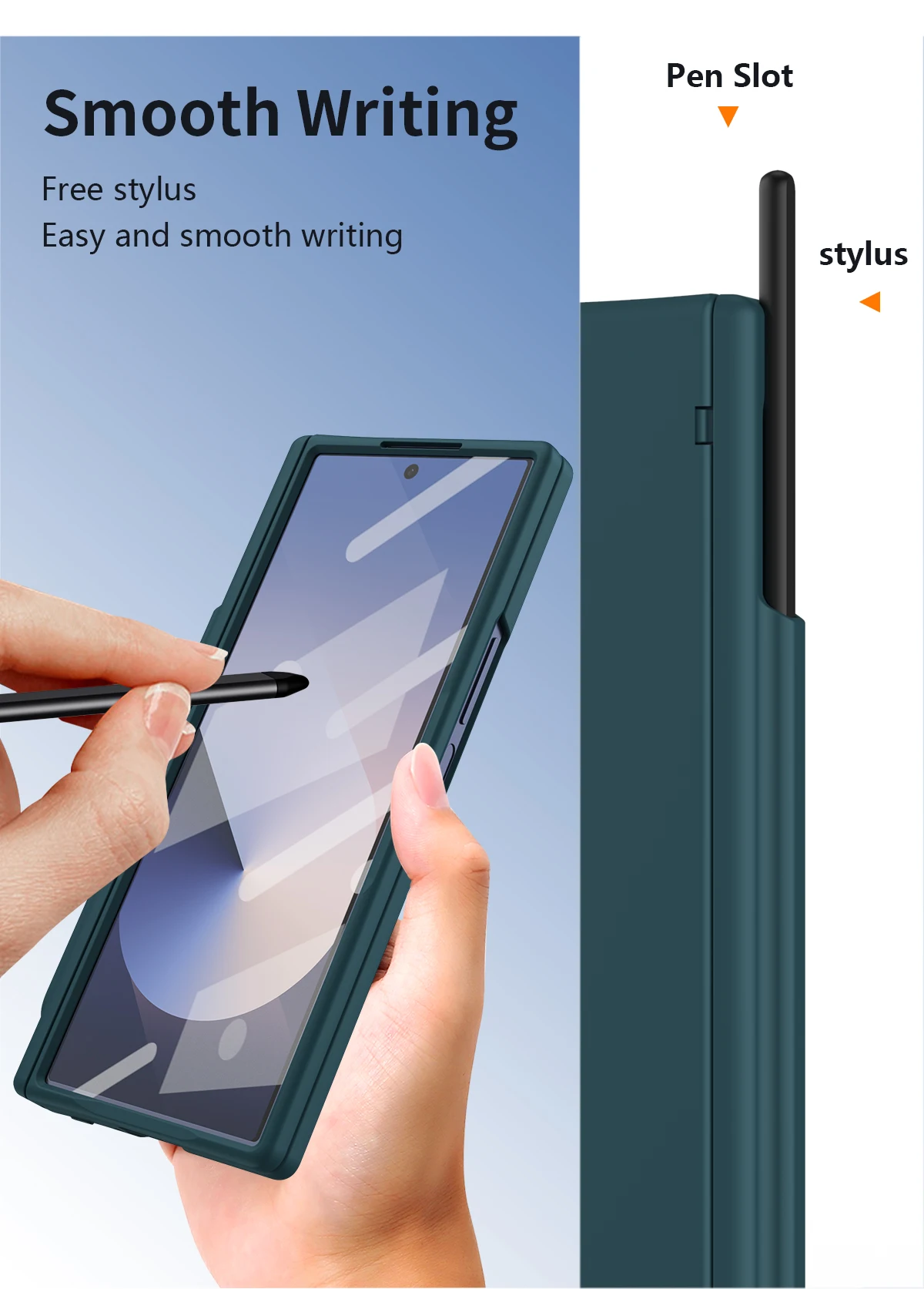Macaron-stil frostat hårt PC-skal för Samsung Galaxy Z Fold 6 5 4 3 2 med glasskärmskydd med pekpenna_voghion.com
