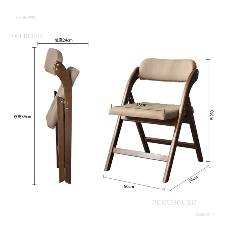 Nordic Solid Wood Kitchen Dining Chairs Modern Minimalist Designer Folding Chair for Household Furniture Leisure Backrest Stools