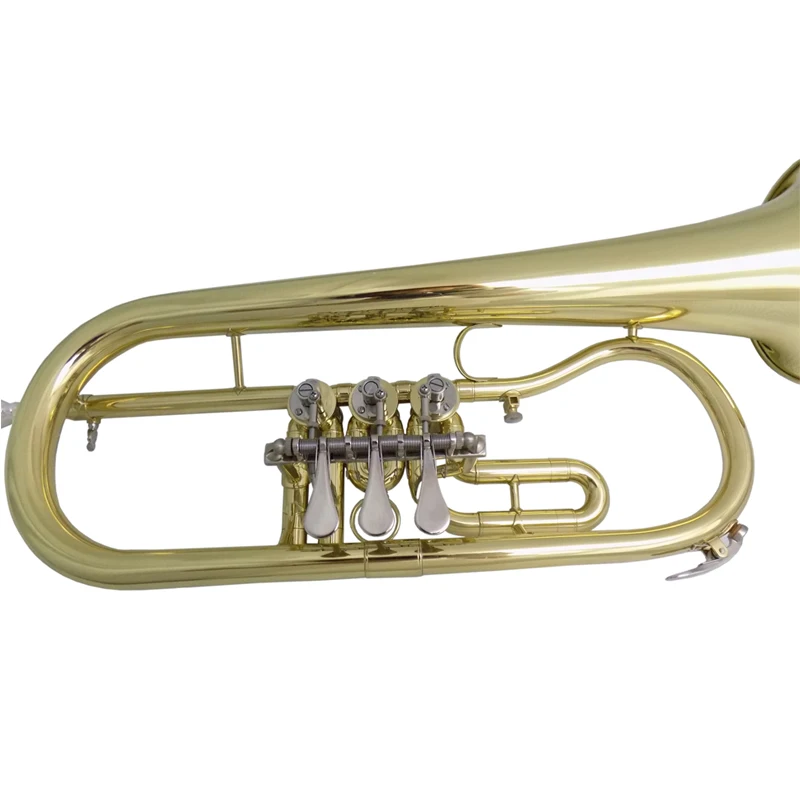 Bb Rotary Flugelhorn Musical Instruments Yellow Brass Material Lacquer Surface with Case Mouthpiece