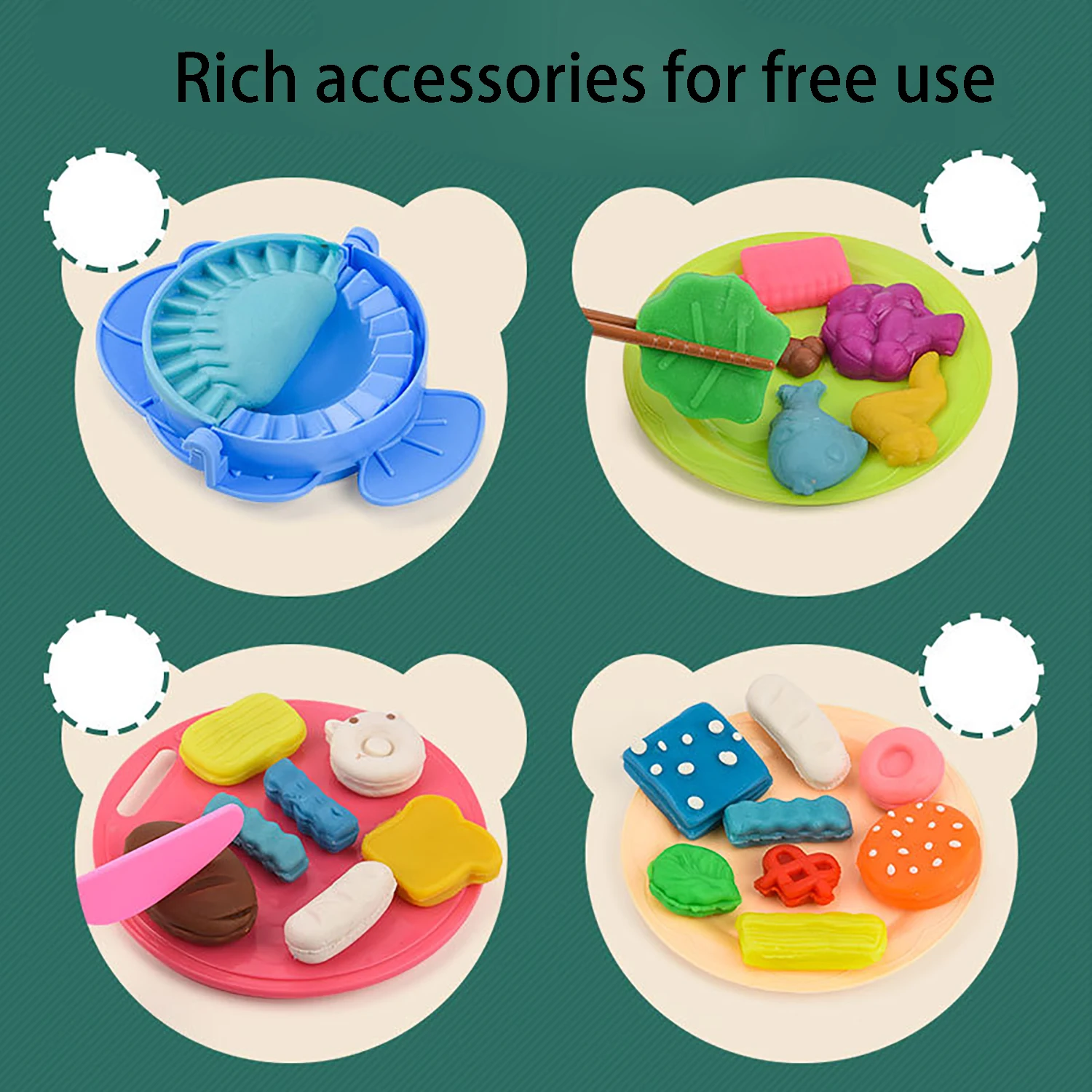 Children's Colored Mud Burger Noodle Machine Toy Rubber Mud Non toxic Mold Tool Set Handmade Clay Girl 5