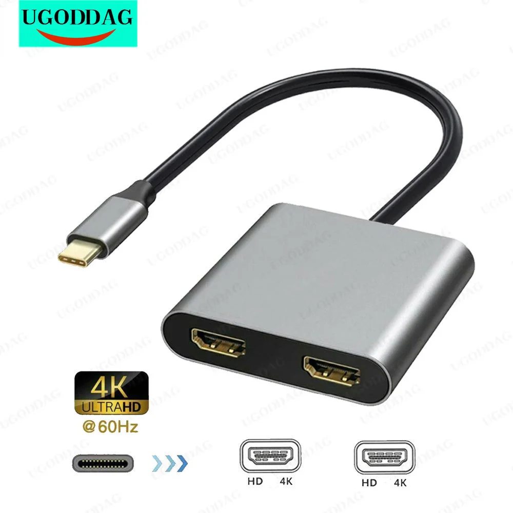

USB-концентратор с двумя HDMI-совместимыми адаптерами для MacBook/Air, док-станция USB Type-C концентратор для 4K HDMI-совместимый конвертер