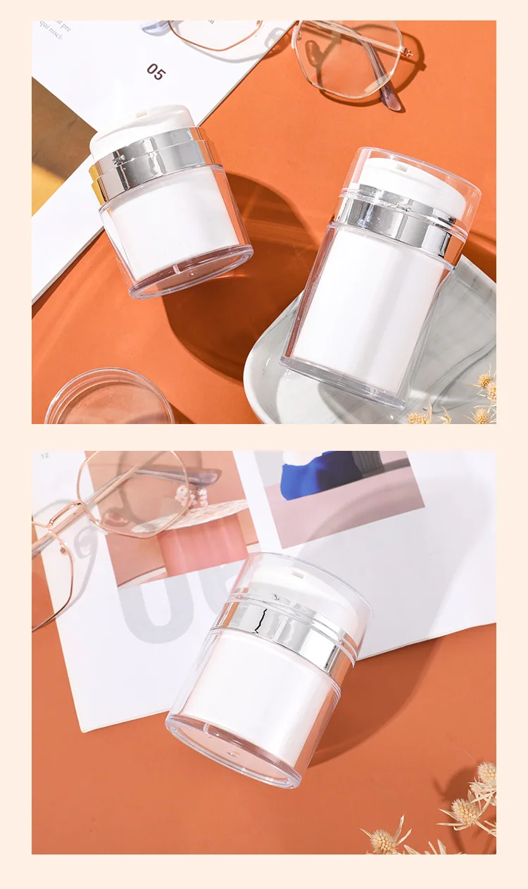 아크릴 덕빌 펌프 압축 진공 크림, 로션 및 크림 병, 스킨 케어 병, 재활용 가능한 휴대용 병, 15g, 30g, 50g, 100g