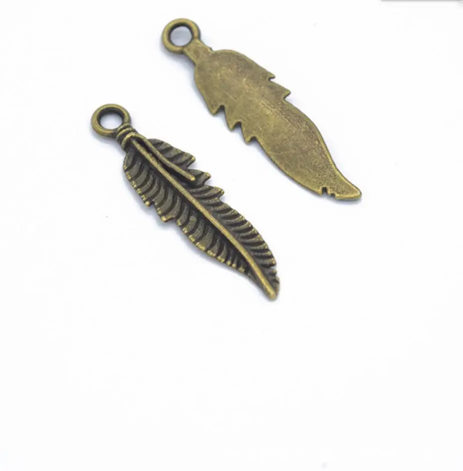 70pcs 37*9mm Antique Zinc Alloy Feathers Charms Diy Jewelry Findings Jewelry Accessories wholesale F0431