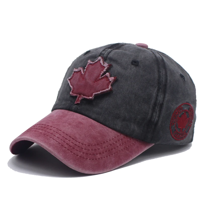 

Spring And Autumn Maple Leaf Wash Do Old Baseball Cap Match Color Cap Casual European And American Korean Version Tide Brand