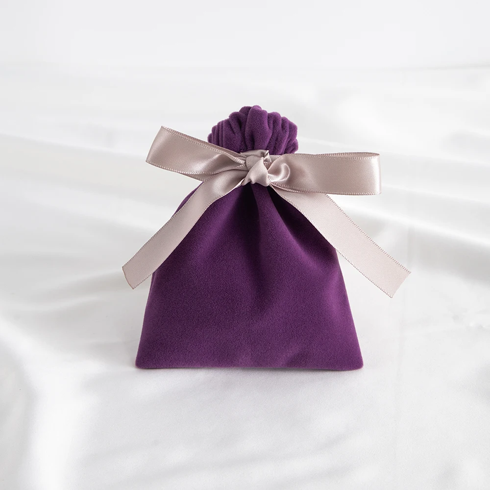 Luxury Beige Velvet Jewelry and Gift Pouches - Set of 10