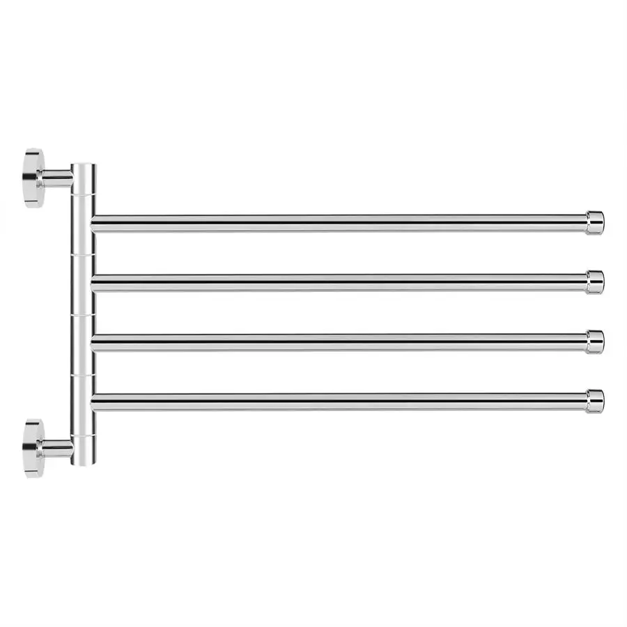 Stainless Steel 4 Swivel Towel Bars Hanger Bathrobe Towel Rack Bar Rail Hanger Holder 4 Bars Bathroom Rack Wall Mounted