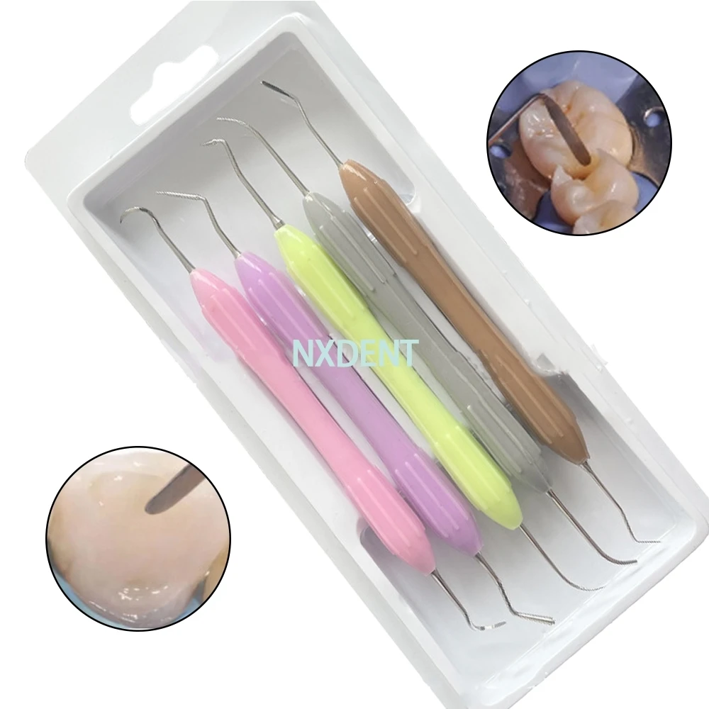 

New Arrivel 5Pcs/set Dental Resin Filler Aesthetic Restoration Kit Fit for Lm Resin Knife with Silicone Handle Dentistry Tool