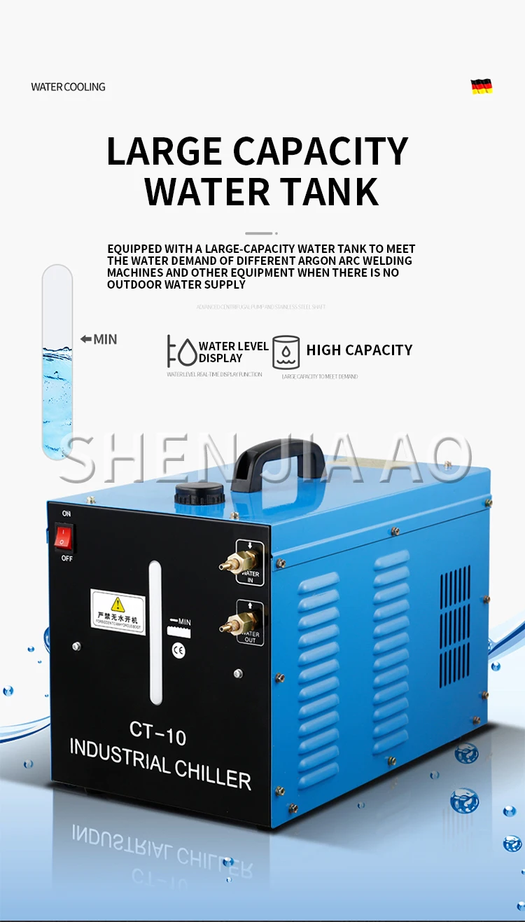 CT-10L Portable Industrial Water Chiller 10L Low-db High Lift Pump Cooler TIG We