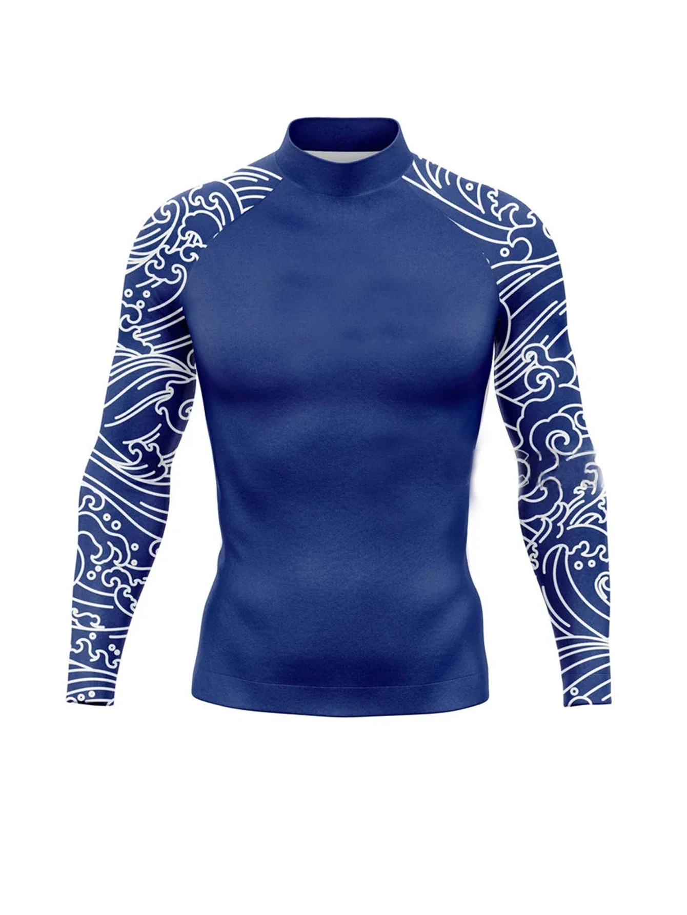 Men Long Sleeve Quick-drying Top Rash Guard Surf Shirts Swimming Rashguard Shirt Swimsuit UPF 50+ Beachwear