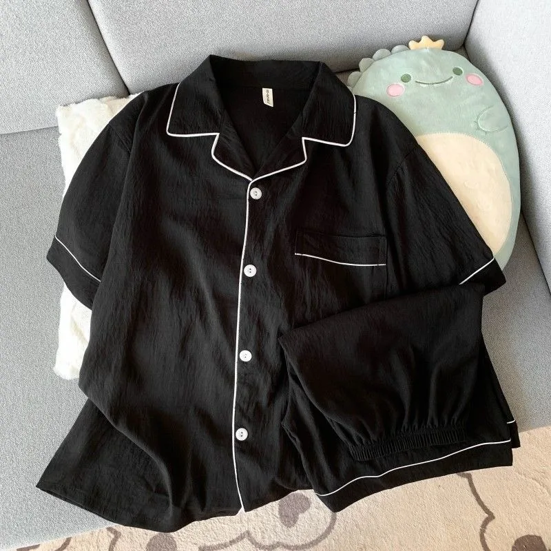 Youth Men' Slim Fit Pajama Set Solid Color