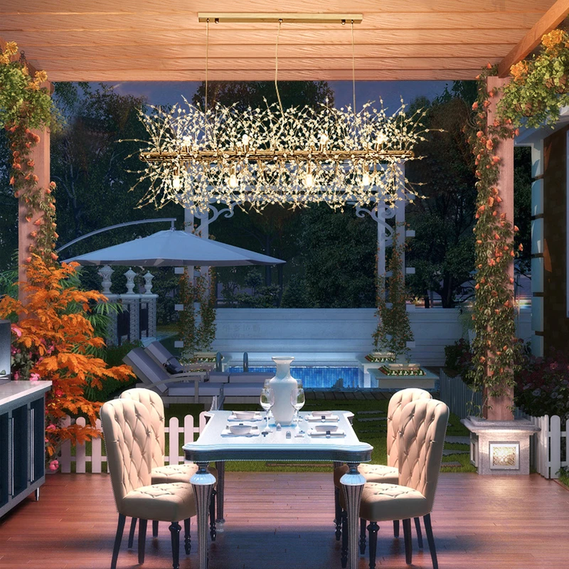

Post Modern Luxury Crystal G9 Led Pendant Light Gold Silver DandelionBranch Chandelier Home Decor Lighting Fixtures