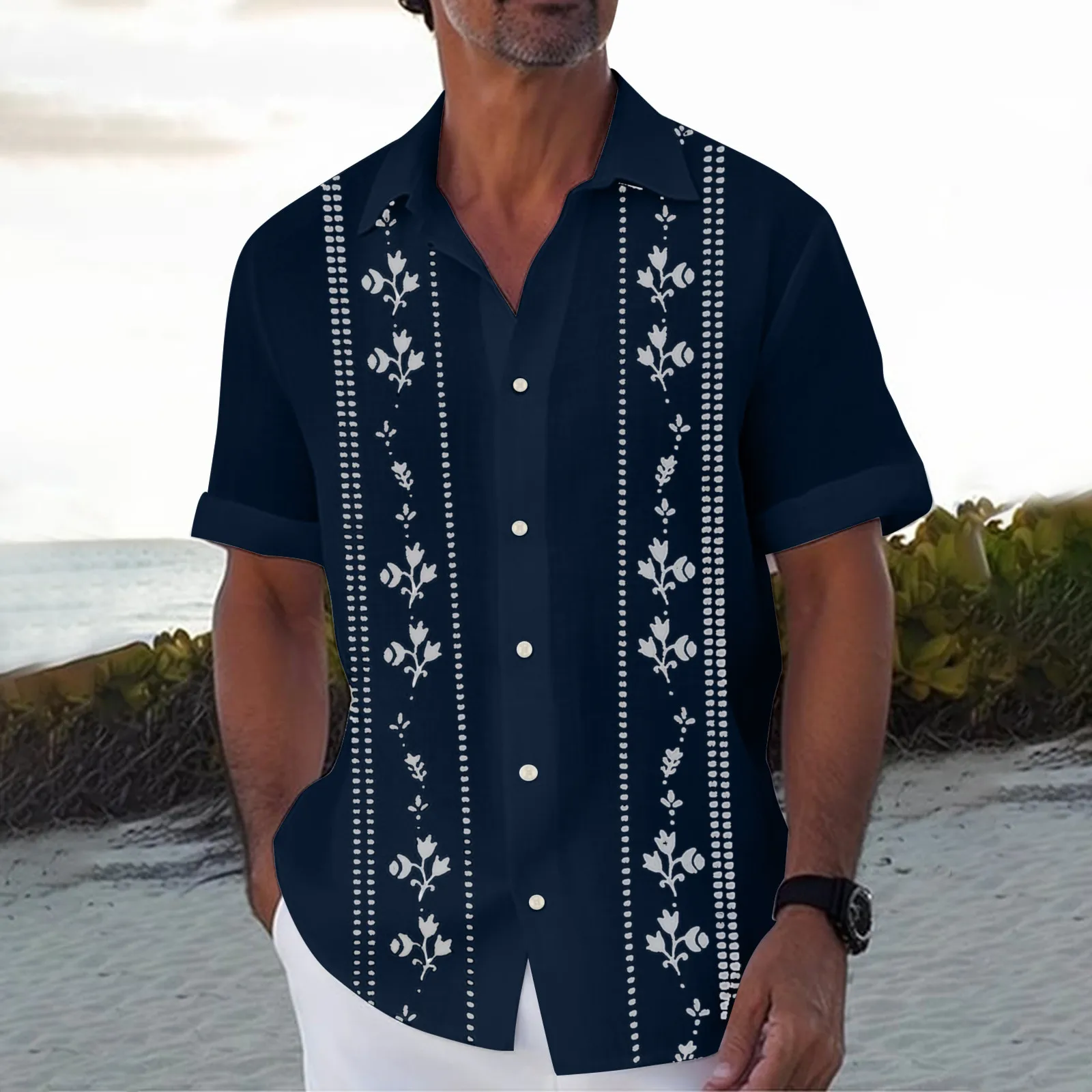 Simple Fashion Men's Shirt 3d Print Short Sleeved Shirts For Men Hawaiian Shirts Beach Casual Male Clothing 2024 New Lapel Shirt 3