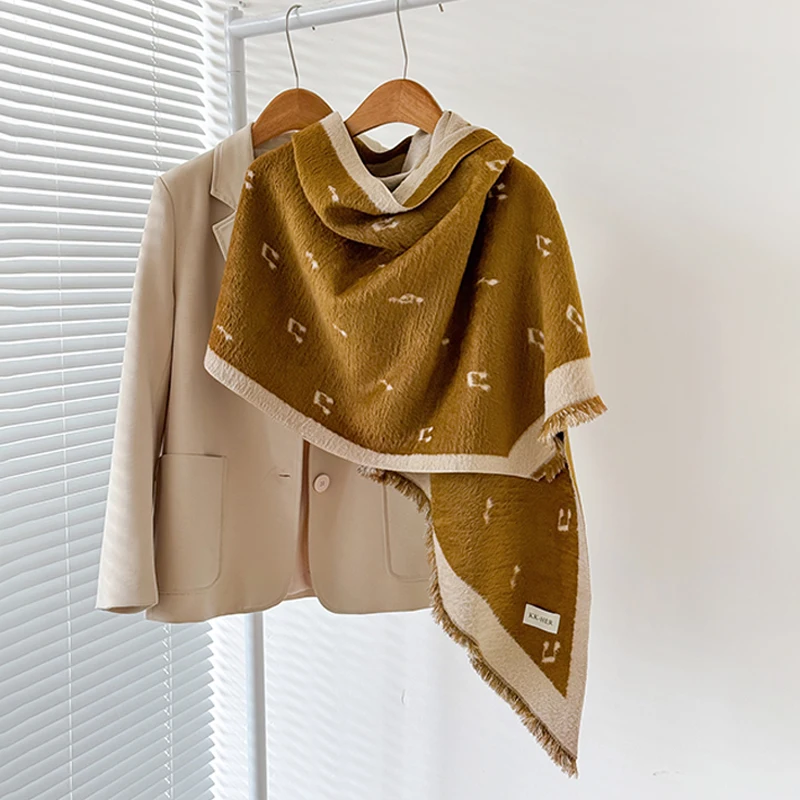 2025 Women's Luxury Cashmere Winter Shawl - Cute Allover Print Tasseled Pashmina Wrap Bandana