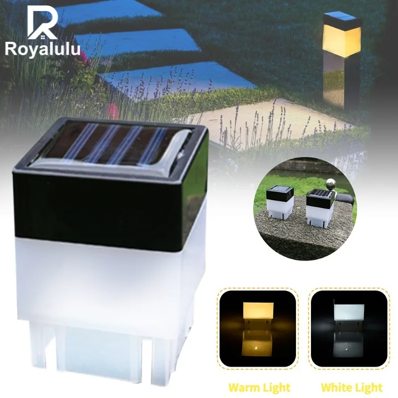 LED Solor Fence Light Square Post Caps Lamp Column Headlight Garden Yard Fence Wall Decoration Waterproof Lawn Lights