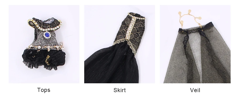 Neo Blythe Doll Queen Cleopatra Black Dress 6