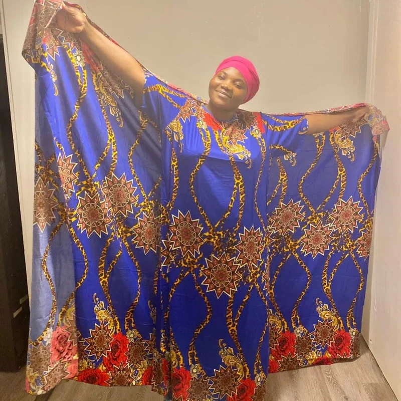 Traditional African National Costume for Women, Print Turban, Kaftan, Abaya, Ramadan, Eid, Muslim Hijab Dresses, Arabia, Amira,