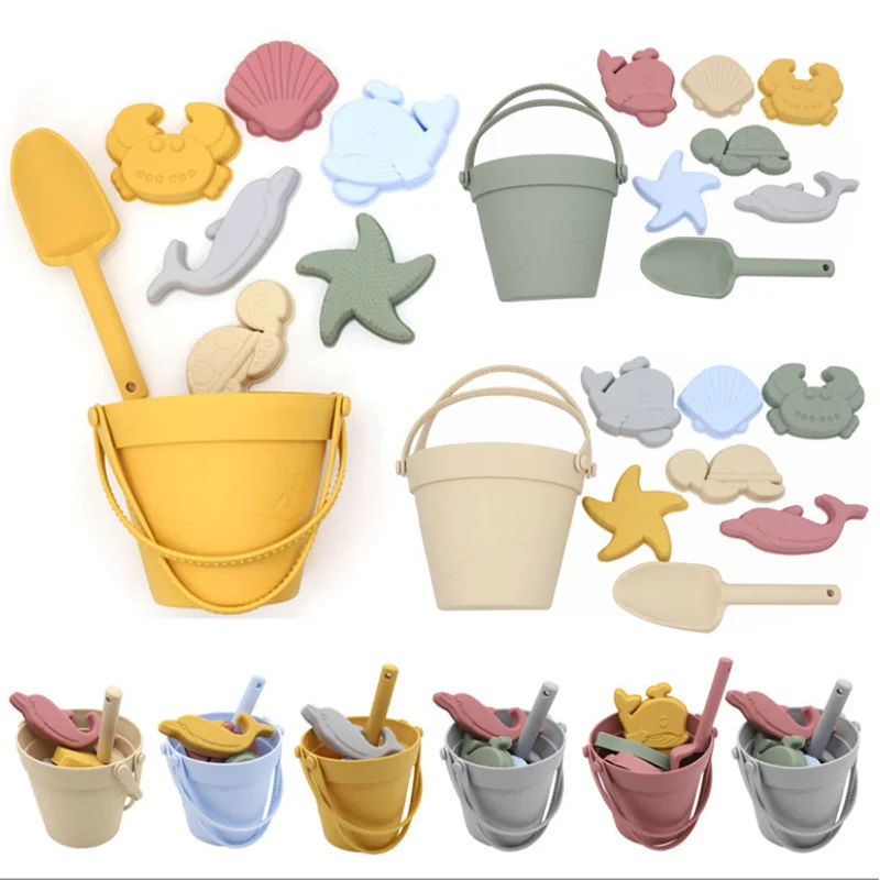 

Summer Beach Toy for Kids Soft Silicone Sandbox Set Beach Game Toy for Send Children Beach Play Sand Water Play Tools Beach Cart