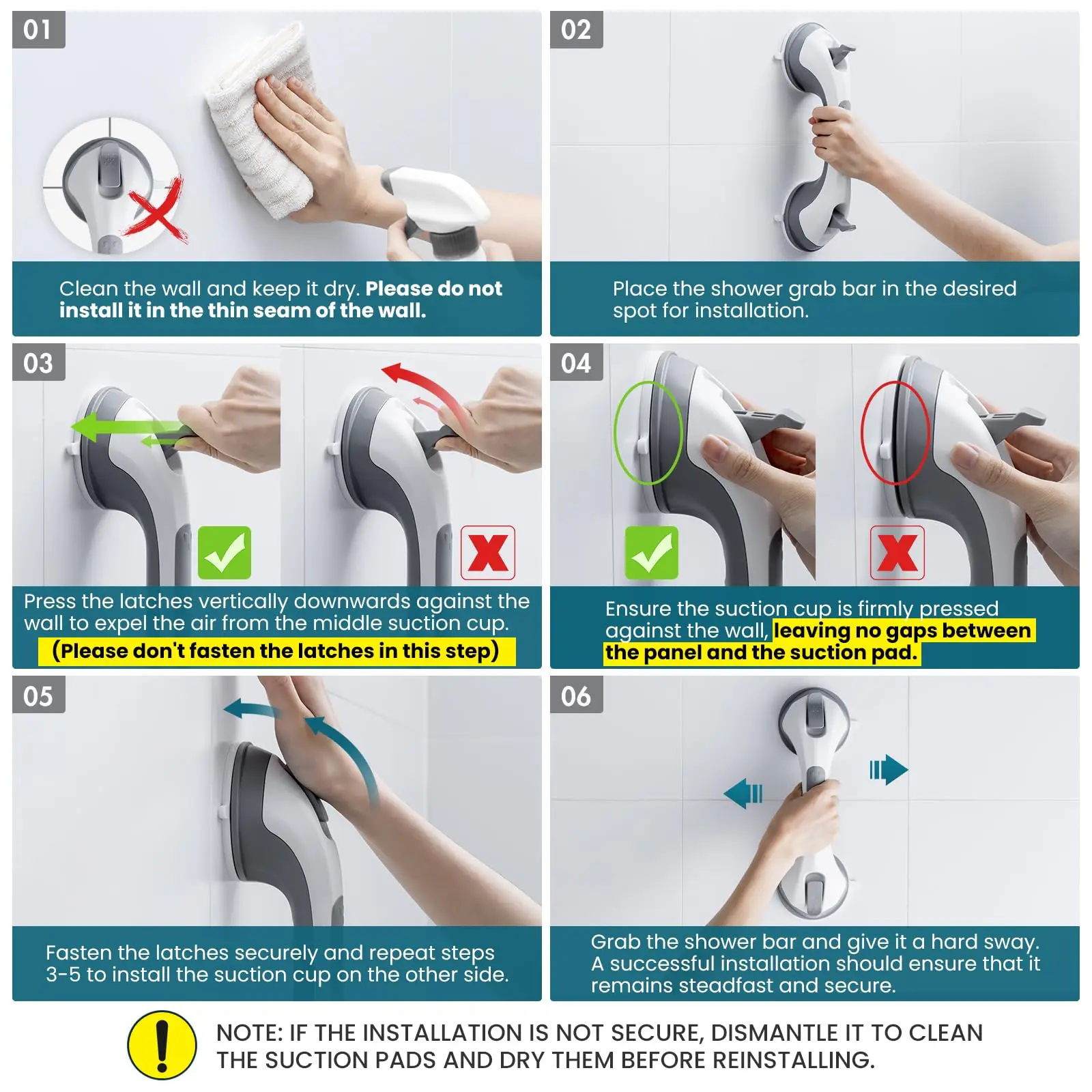 TAILI Shower Grab Bar Toilet Anti Slip Support Handle Bathroom Safety Grab Rod Handles Elderly Child Vacuum Suction Cup Handrail bathroom handrail