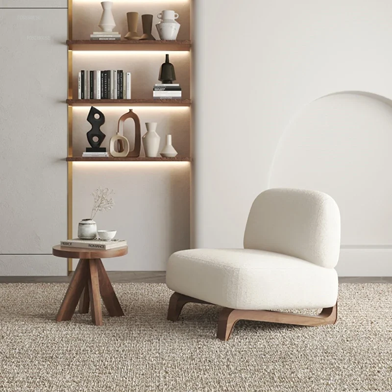 

Nordic Minimalist Solid Wood Living Room Chairs Single Sofa Japanese Designer Homestay Leisure Chair Balcony Backrest Sofa Chair