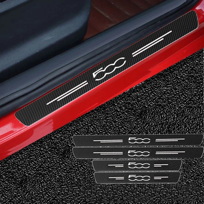 

Carbon Fiber Protector Strip Sticker Auto Door Sill Anti-stepping Decal For Fiat 500 Punto For Abarth Stilo Palio Bravo Doblo