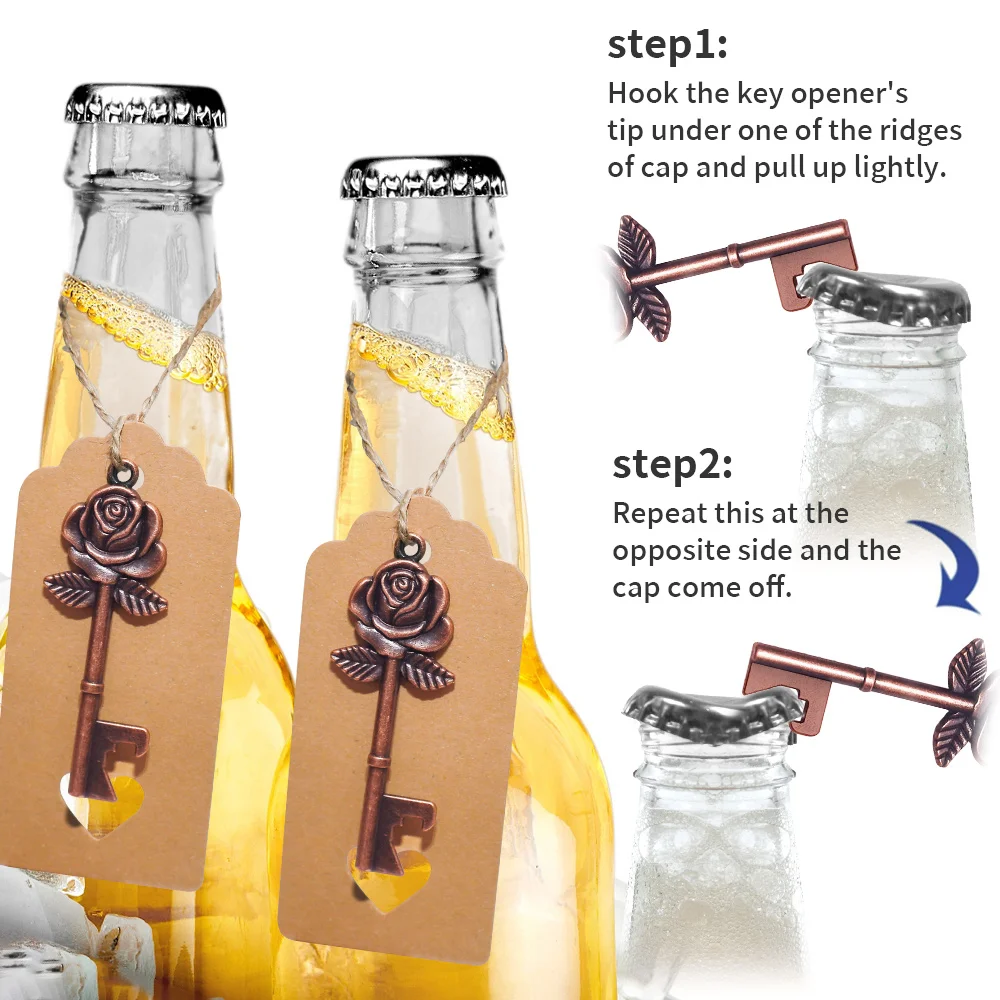 

Свадебные сувениры, набор из 50 открывалок для винных бутылок с 50 винтажными розами, открывалка для ключей, веревки и подвесные бирки, украшение стола для свадьбы