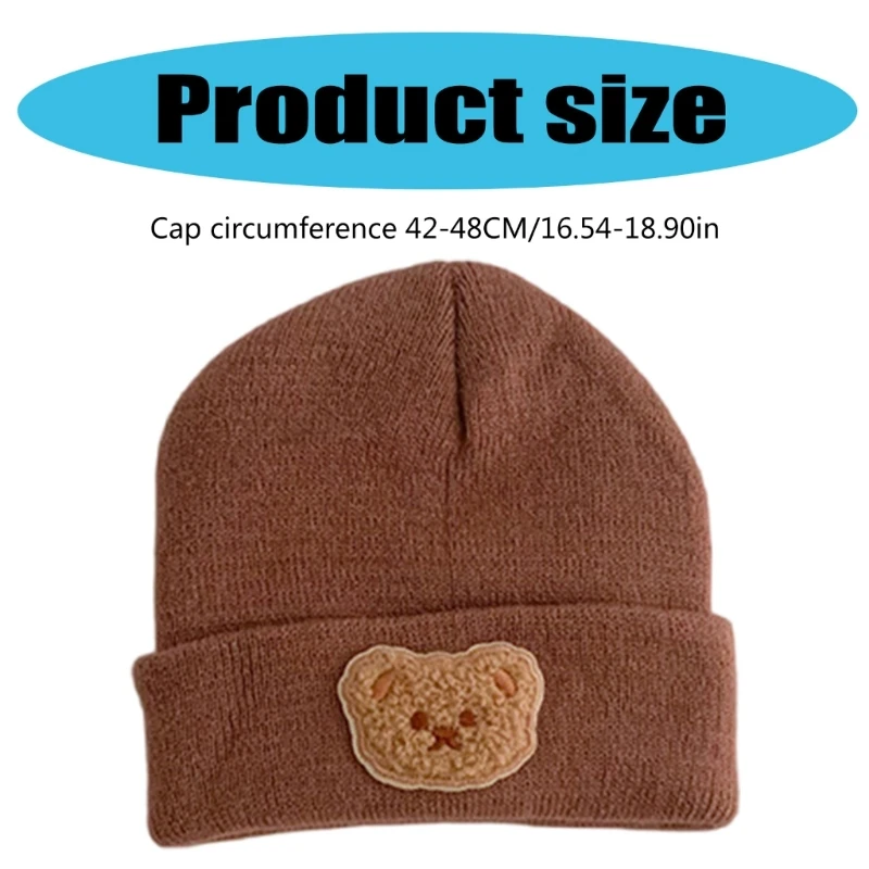 Lovely Bear Designing Toddler Bonnet Soft Knitted Hat Windproof Warm Headwear for Baby Aged 3 Months to 2 Years A2UB
