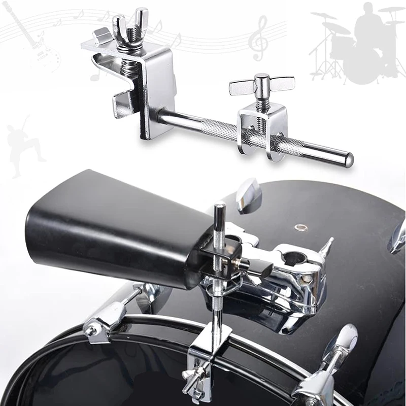 Drum Bell Drum Cowbell With L Rod Mount - 7 Inch Black Cowbell With ...