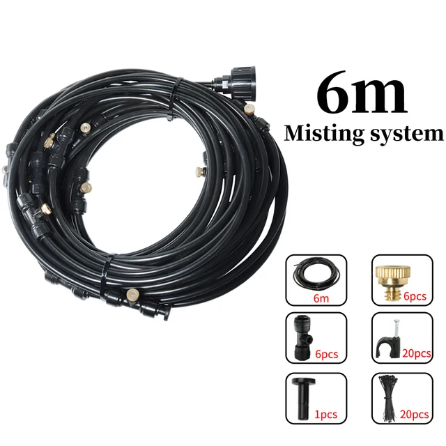 6 Méter Kültéri Hűtő Terasz Maging Rendszer Ventilátor Hűvösebb Víz Köd Kerti Tömlő Spray -Készlet Ködös Öntöző Sprinkler - Image 6