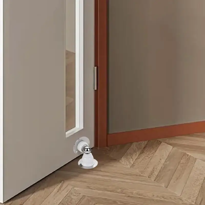 Magnetic Door Stopper Door Catch Holder Floor Mount Heavy Duty Holder Stops Wall Floor Mounting No Drill Adhesive & Screws