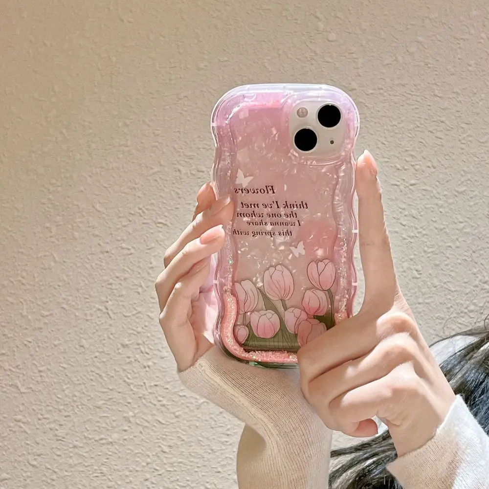 Foriphone11caseFashionQuicksandTulipFlowerPhoneCasesFor