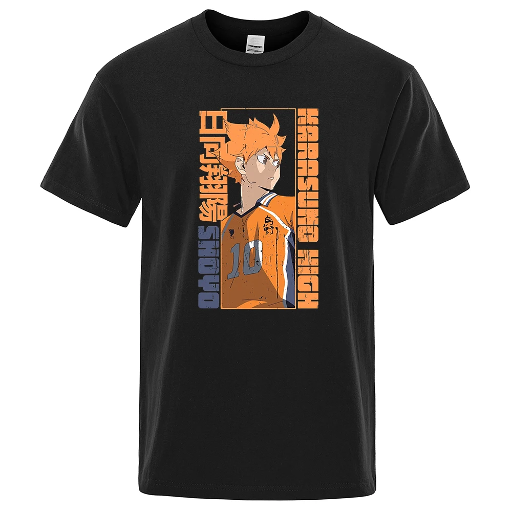 

Haikyuu!! Shoyo Hinata Anime Tshirt Men Oversized Breathable Menswear Cotton Summer T-Shirts Casual Crewneck Mens Clothing