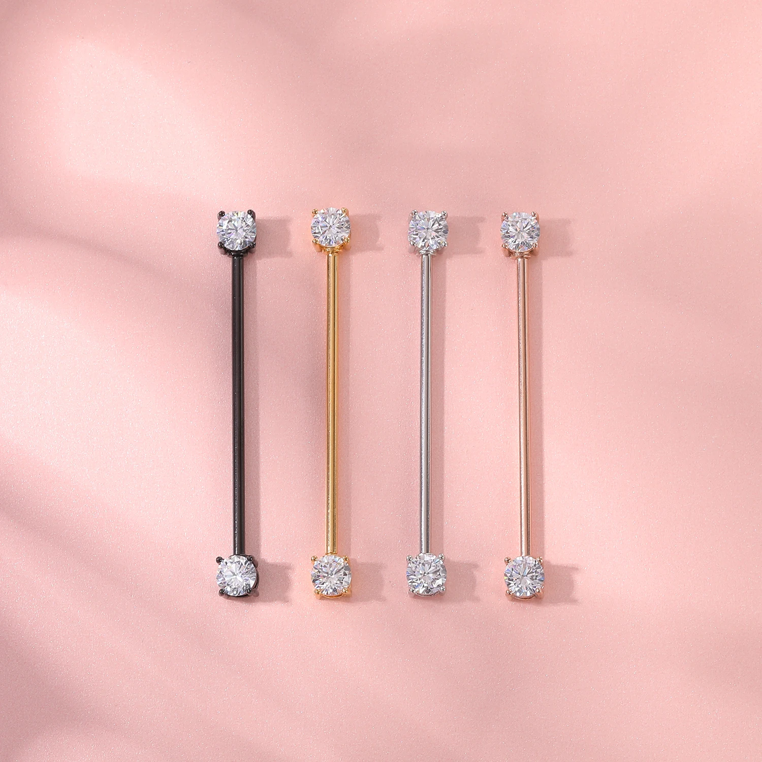 AOEDEJ 14G Rose Gold Color Helix Piercing Earring Industrial Barbell Ring Women Crystal Long Earring Ear Piercing Gift Jewelry 3