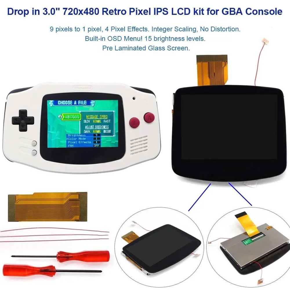 ゲームボーイの事前にラミネートされたLCDキット,交換用ハウジング,gba 
