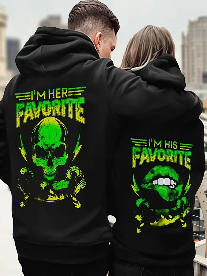 Men's Casual Hoodie Couple Outfit with Prints