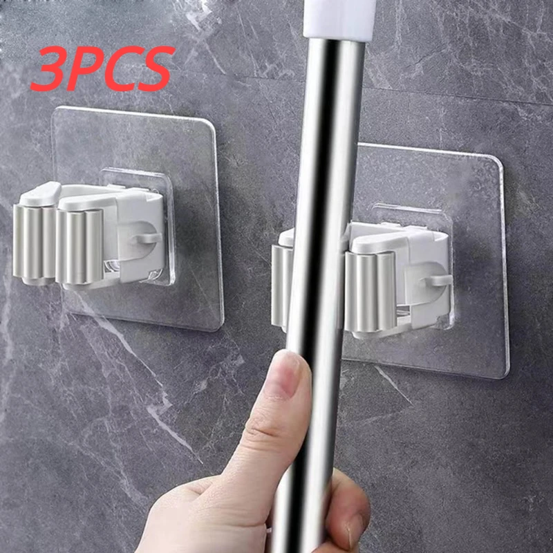 

3/2/1PCS Mop Organizer Holder Brush Broom Hanger Home Storage Rack Bathroom Suction Hanging Pipe Hooks Household Tools home