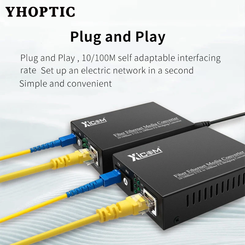 10/100M 25KM 100Mbps Ethernet Fast Ethernet Fiber Switch Transceiver 1 Fiber 1 RJ45 Singlemode Optic Media Converter 1310/1550nm
