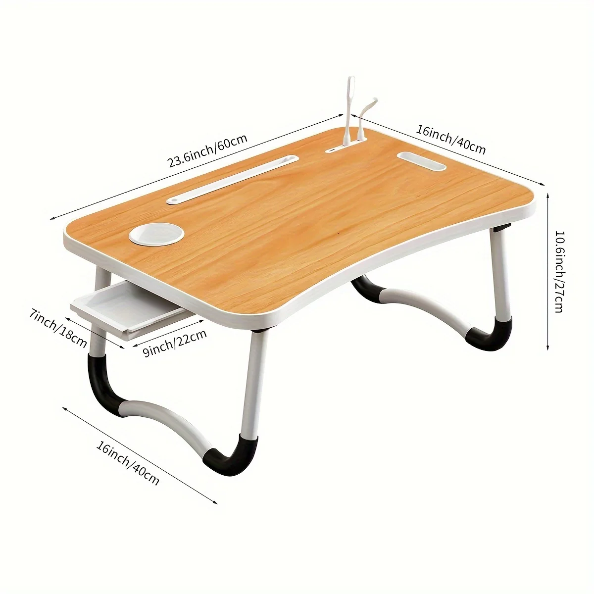 Ultra Large Portable Laptop Bed Table-Multi Functional Tray Holder with Cup Holder And Drawer-Stable Foldable Table